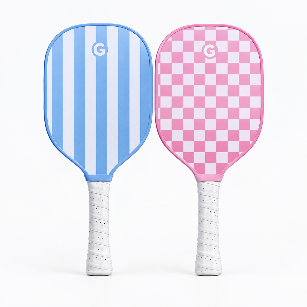 G Series Pickleball Paddle Set | Blue Stripe & Pink Gingham Edition