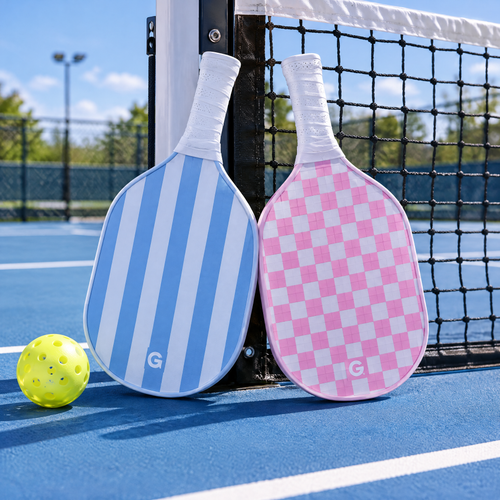 G Series Pickleball Paddle Set | Blue Stripe & Pink Gingham Edition